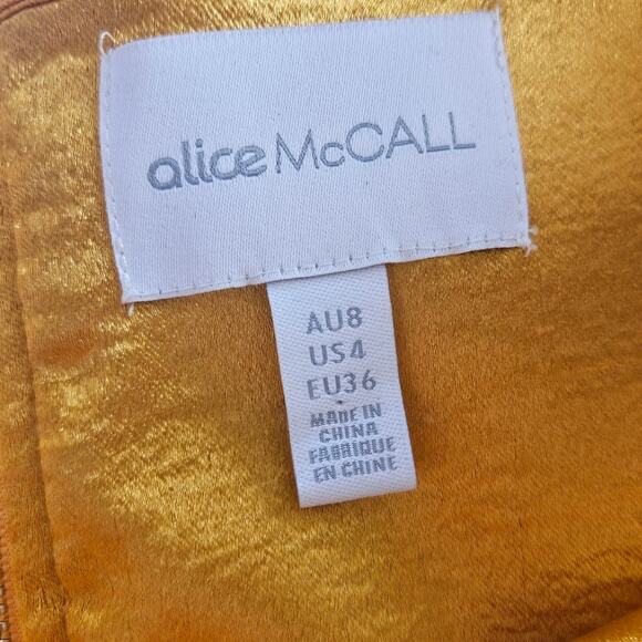 Alice McCall Dress Power Lady Pleated One Shoulder Midi in Sunset Yellow Size 4 - Picture 6 of 14